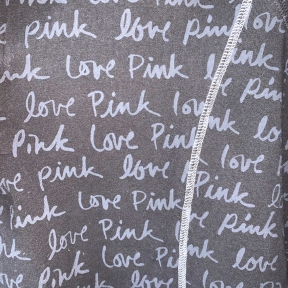 Victoria Secret Zip Pullover Pink Love Logo Patterned Sweater - Picture 3 of 4